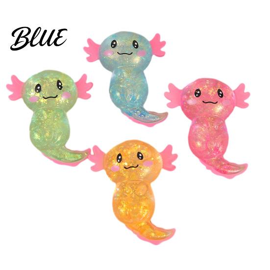 Kneifgefühl Spielzeug Glitzer Axolotl Langsam aufsteigend Knetbar Weich TPR Fidget für Transparenten Stressabbau Niedliche Salamanderförmige Dekompression