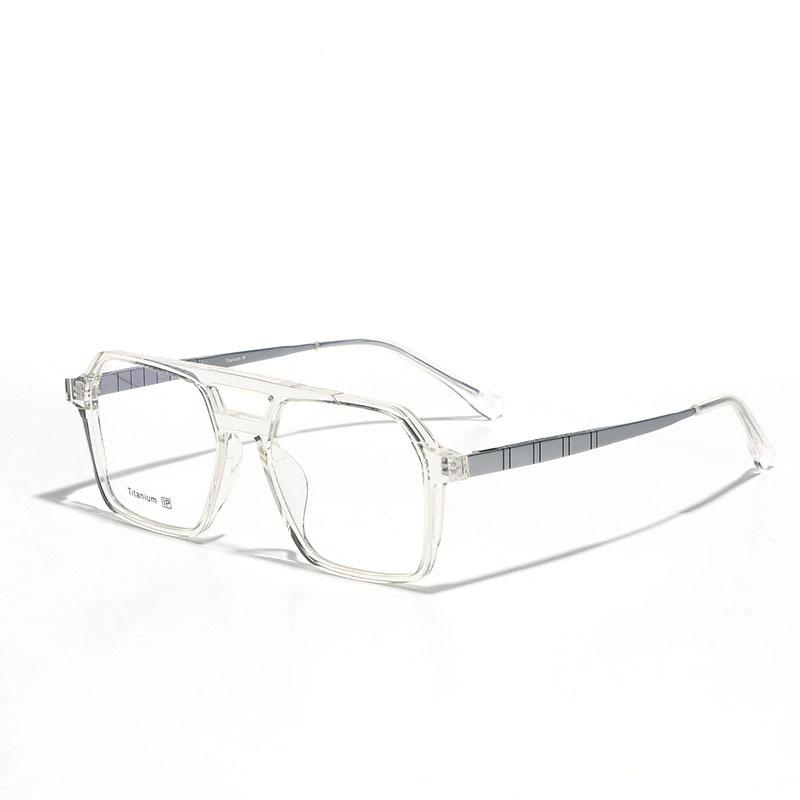 Brillen Retro Doppelsteg Quadratische Platte Flachspiegel Damen Titan Metall Einfacher Spiegel Kurzsichtigkeitsspiegel Herren
