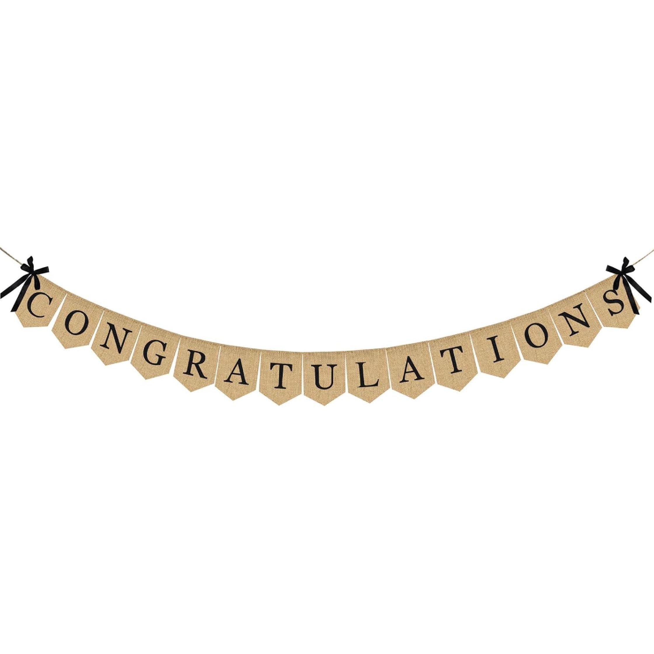 Congratulations Burlap Banner - 2025 Graduation Party Decorations - Rustic Congratulations Banner for Graduation Wedding Anniversary Retirement