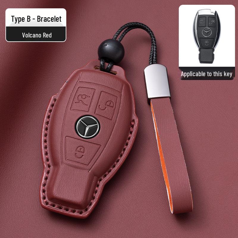Mercedes-Benz Original Color Nappa Leather Key Case for GLE, GLAC200L, C260L, E300L, E-Class, S-Class, and C-Class.