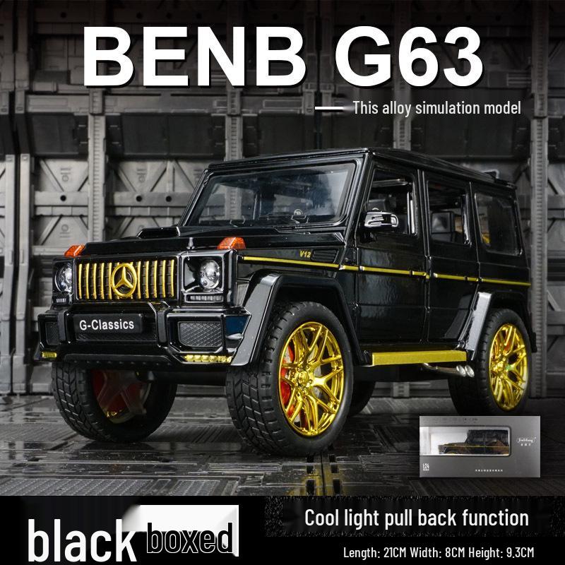 

Внедорожная модель из сплава Jinlifang G63: Звук и свет, двери с шестью проемами, инерционный механизм для детей чёрный