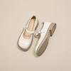 Spring new fashion square head flat-soled single shoes femininity shallow mouth one-word buckle Mary Jane shoes