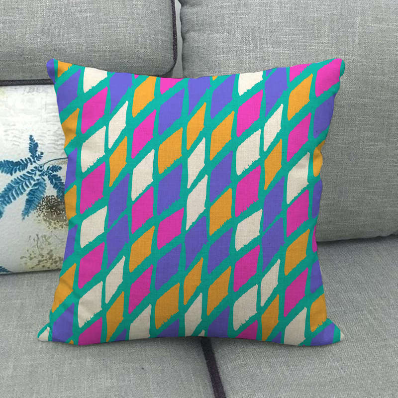Geometric Triangular Wave Pattern Digital Printing Short Plush Pillow Covers For Car Sofa Office Cushion Cover Home Goods