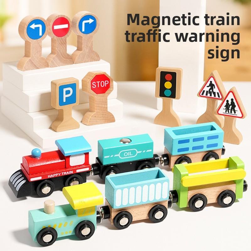 Wooden Train Toy Track Set With Diy Assembly For Kids Educational Gift Play