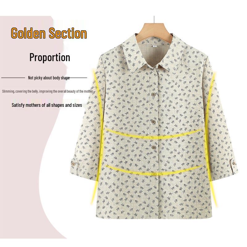 Nuovo Stile 2026 Camicia Estiva in Puro Cotone per Donne di Mezza Età e Anziane