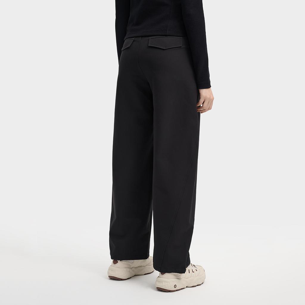 Fila Original Fashion Classic Simple Solid Color Versatile Waterproof Loose Woven Casual Pants Women Pants Black F11W549801FBK