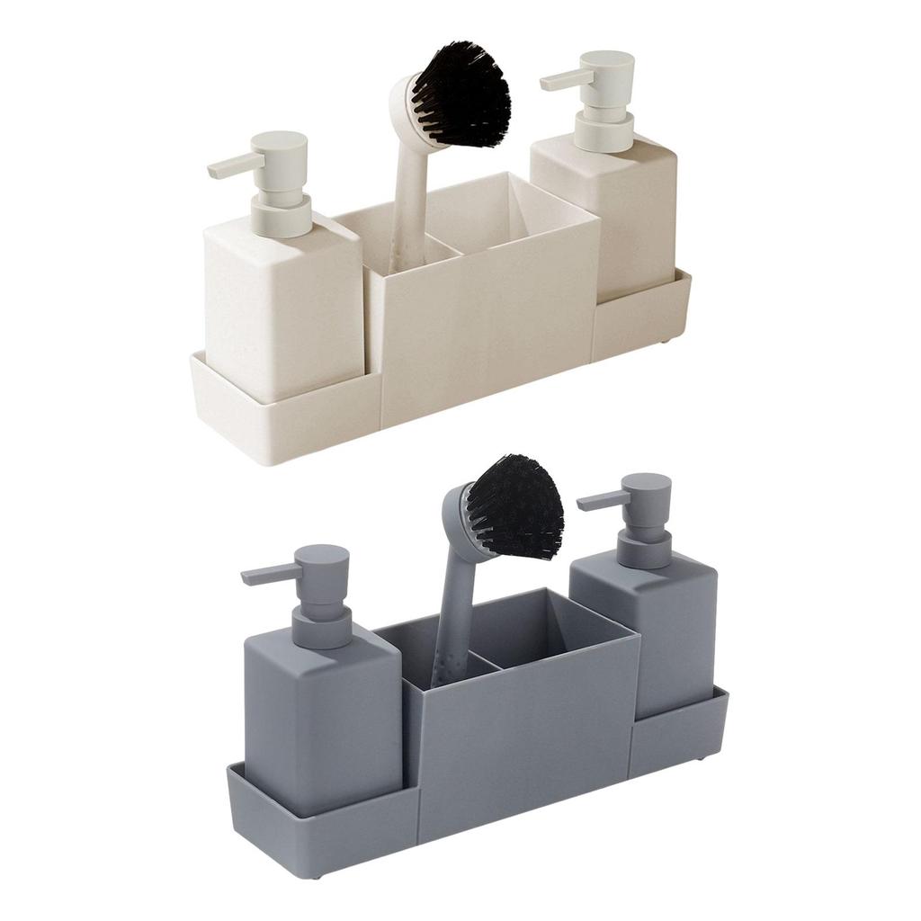 4x Storage Tray Brush Set, Kitchen Dispenser with , Counter Top, Refillable,