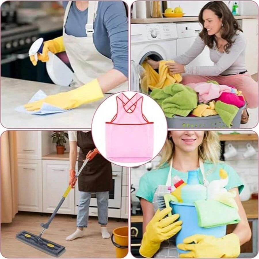 Sleeveless Laundry Apron Women Gifts Portable Cross Design Comfortable Drying Clothes Organizer Waterproof Bib