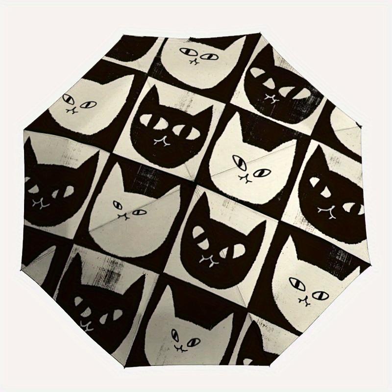 1pc Cat Face Pattern Automatic Open, Sturdy Iron Frame, Compact Folding Design, All-Season Portable Umbrella for Women & Men yy250801113