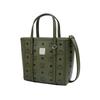 MCM Logo Print Brass Nameplate Tote Bag Visetos Classic Pattern Faux Leather Handbag Mini Women Tote Bags Green MWPFAMT08K8001