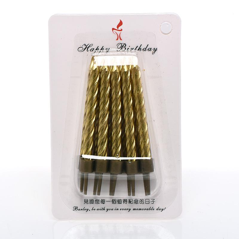 Exquisite 8cm Thread Candle Romantic Birthday Party Decor Golden Silver Color Creative Paraffin Wax Candles