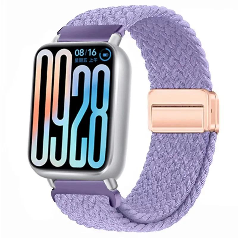 Nylon Strap for Xiaomi Band 8 Pro/9 Pro Braided Loop Magnetic Buckle Breathable Adjustable Wristband for Redmi Watch 6/5/4 Belt