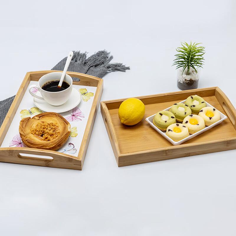 Bamboo Wood Serving Tray with Handles