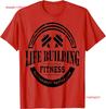 Life Building Fitness Workout T Shirt W Black Logo Vintage Washed Casual Homme Soft Versatile Comfortable Fashion Breathable