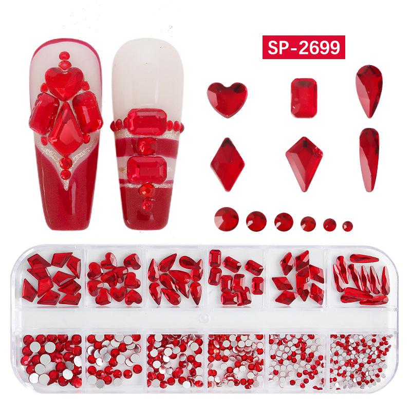 "12-Grid Irregular AB Glass Diamonds for Nail Art"