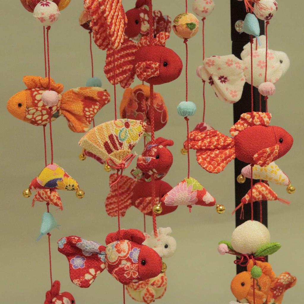 Hanging Hina Doll Goldfish Hanging Medium Size with Display Stand Decoration, Ornament, (90cm Tall),