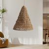 Hemp Rope Lampshade Tapered Woven Pendant Light Shades Rustic Boho Hand-woven Lamp Cover