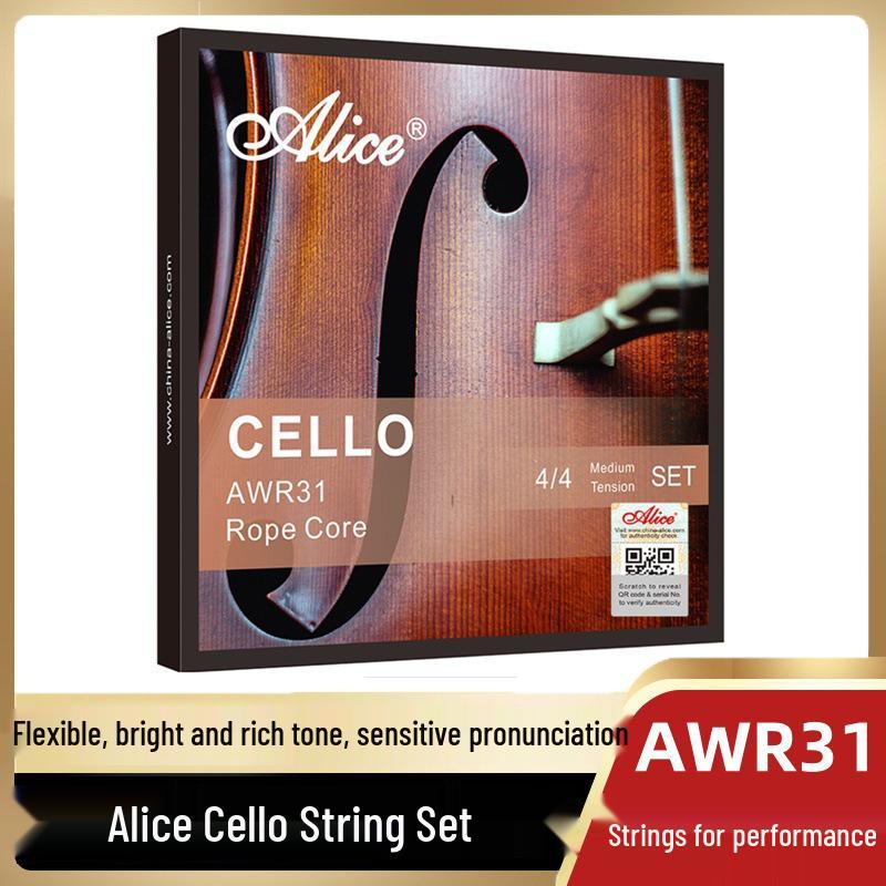 Alice AWR31 Cello Strings: High Carbon Steel Core with Nickel-Chromium Wound for Violin Playing.