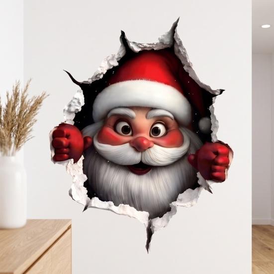 3D Holiday Wall Art Christmas Stickers, Decals for Living Room Bedroom And Party Decorative Stickers Decor, Removable PVC Festive Home Entrance