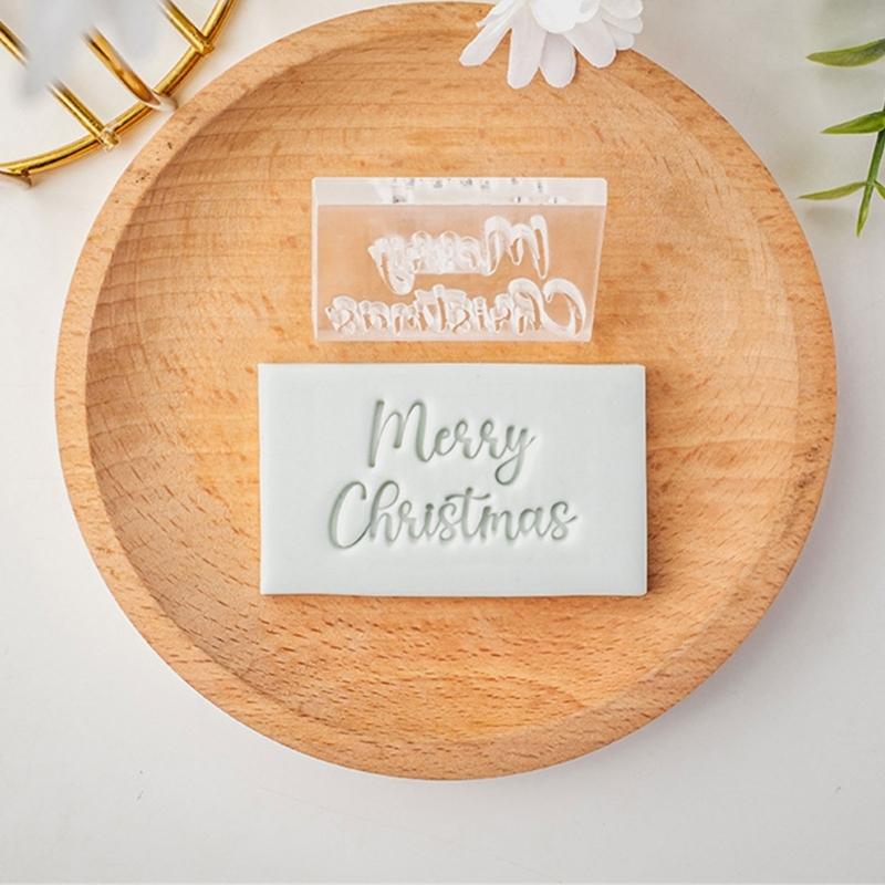 Holiday Themed English Greeting Fondant Molds Acrylic Fondant Moulds Suitable for Creating Unique Christmas Cookie