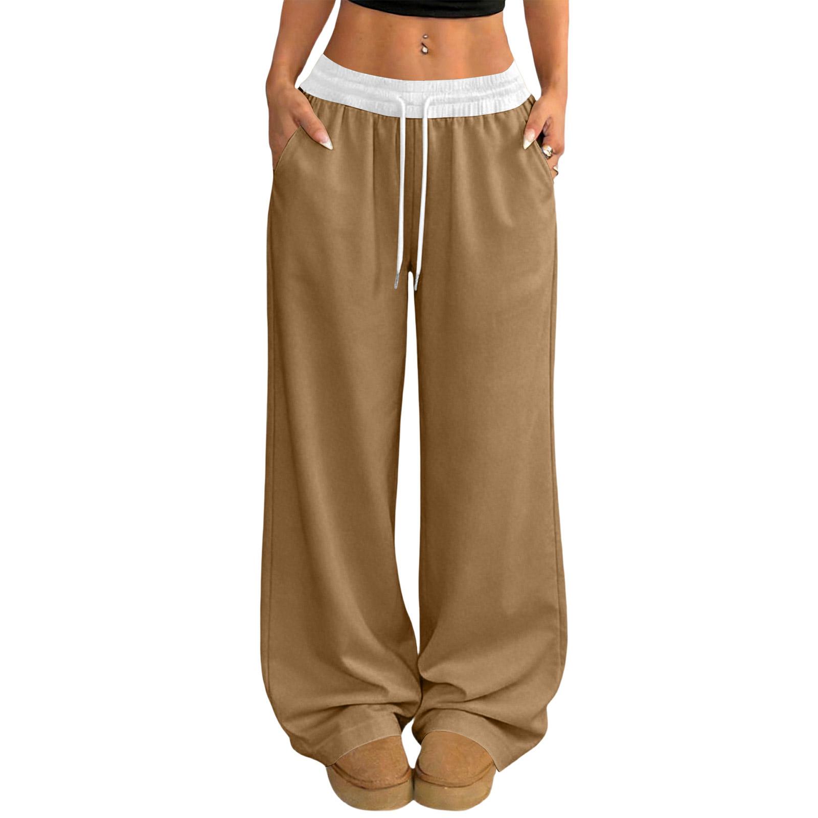 

Women s Casual And Fashionable Elastic Waist Loose Wide Leg Pants M