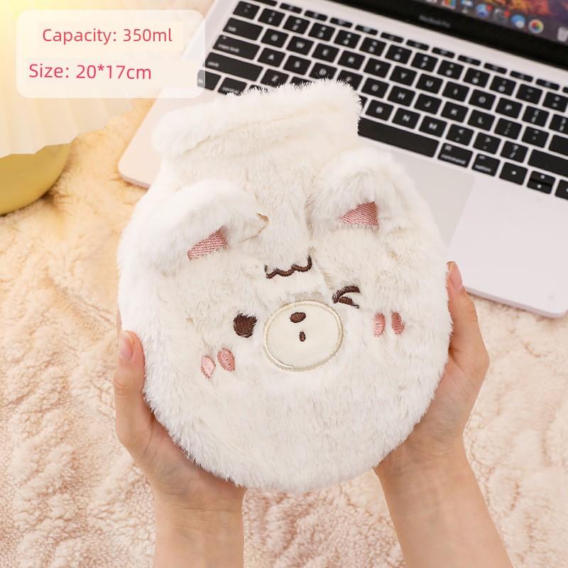 Large Capacity Hot Water Bottle for Female Students, Cute Cartoon Plush Hot Water Bag