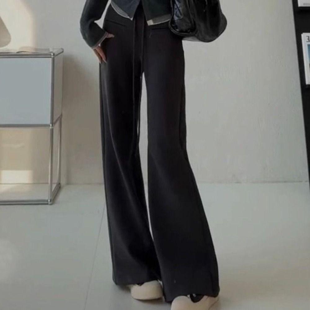 Loose Casual Pants Women Drawstring Wide Leg Pants Fashion Straight Leg Pants  Gym