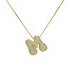 Luxury Zircon 26 English Letter Pendant Necklace for Women Gold Plated Stainless Steel Chain Fat Alphabet Hip Hop Necklace