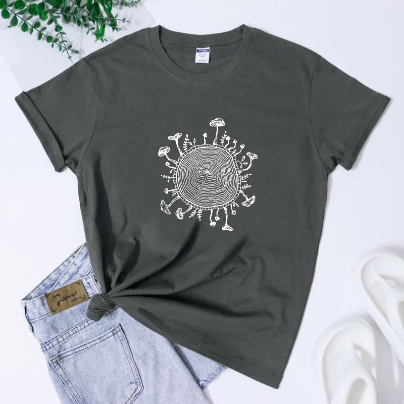 Magic Mushroom Tree Ring Tshirt Aesthetic Unisex Trippy Mushroom Cottagecore Tshirt Vintage Forestcore Cottage Core Top Tee Shir