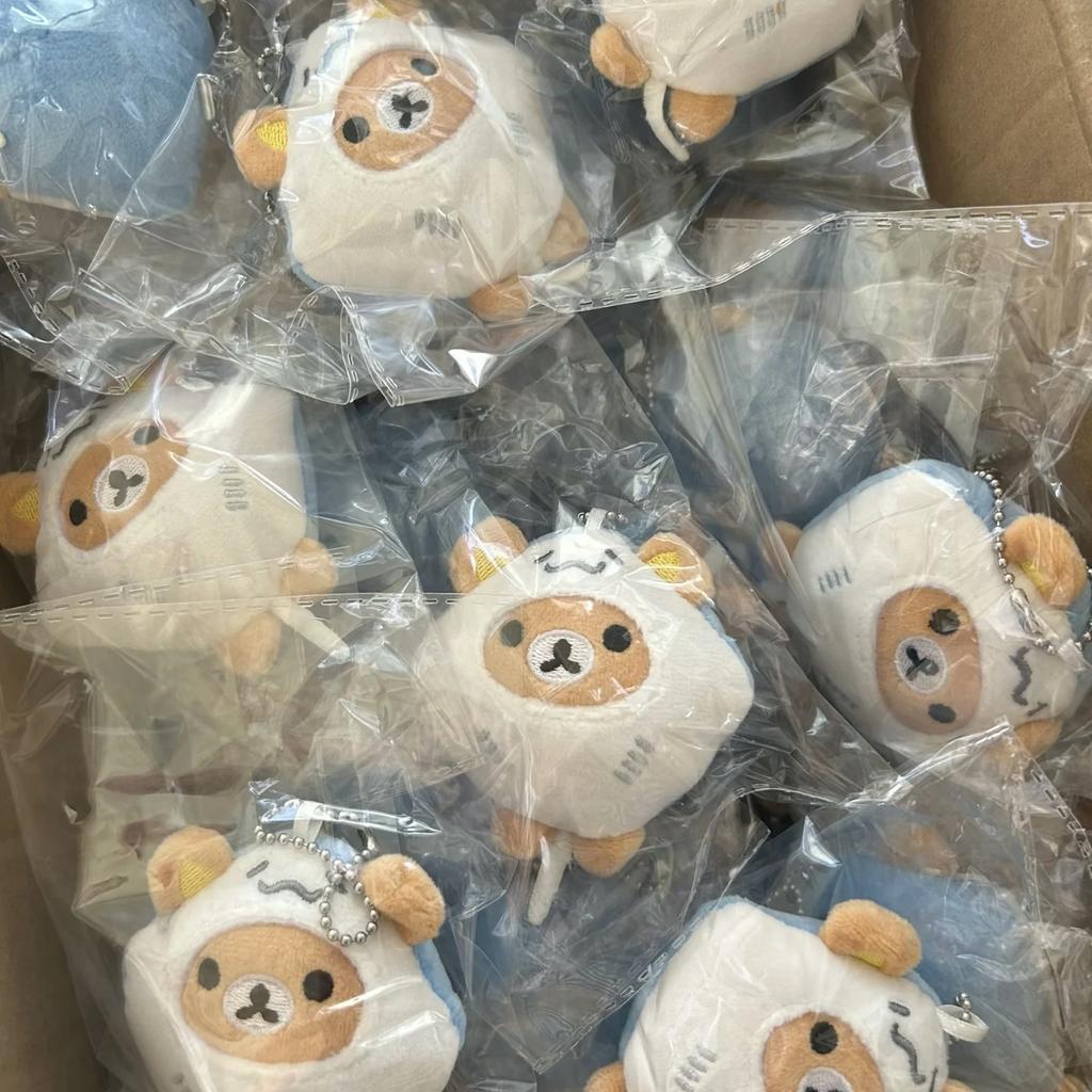 Kawaii San-x Rilakkuma Meeres-Serie Plüschtier-Kollektion Niedlicher Mantarochen & Tintenfisch Plüschtier Schlüsselanhänger Rucksack-Anhänger Hohe Qualität Geschenk