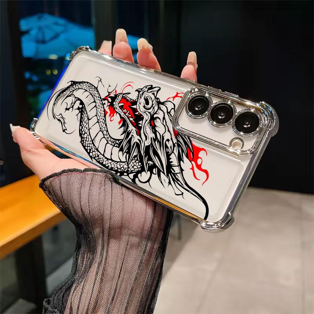 Fashion Dragon Tattoo Art Funda For Samsung S26Ultra Phone Case For Galaxy S25 FE S26 S24 S23 S22 S21 Ultra S20 Plus Clear Cover