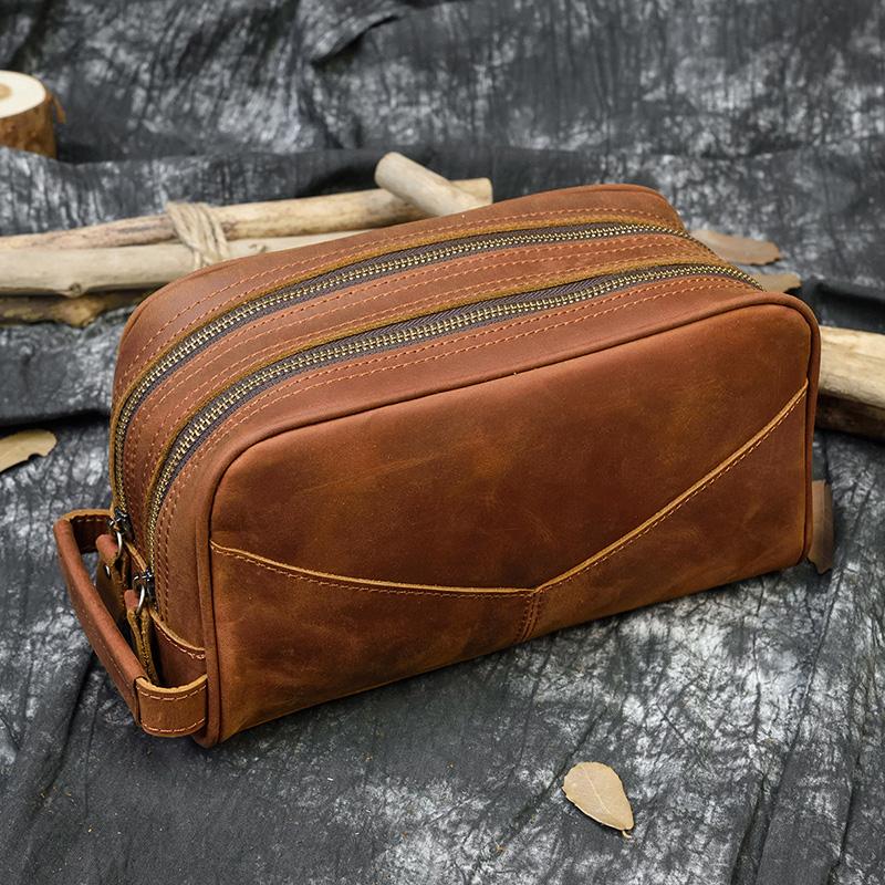 New Designer Men's Stroage Bag For Travel Wash Bags Clutch Bags Men Women Make Up Bags Genuine Leahter Durable Clutches Large