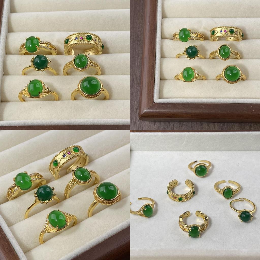 Exquisite Adjustable Opening Gemstone Copper Ring For Women Stylish Geometric Design