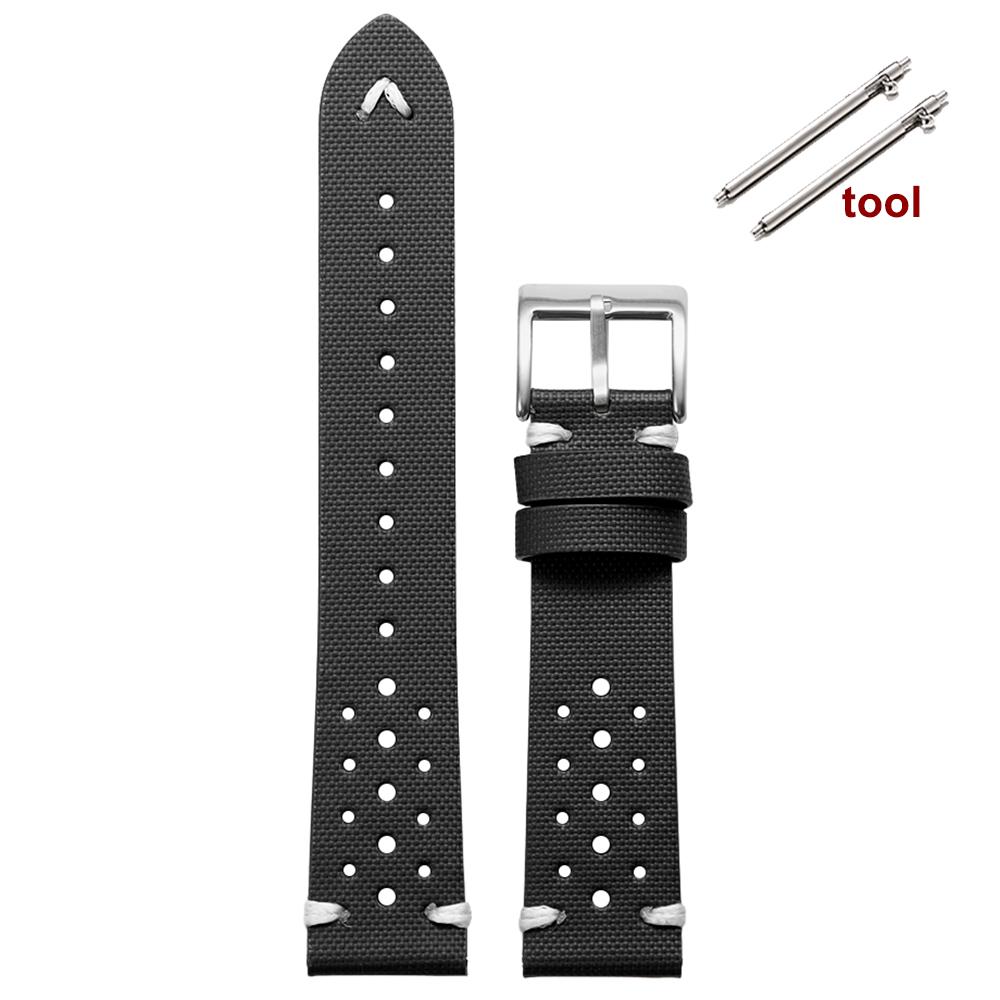 

Ремінець для годинника з вітрильної тканини 20 мм 18 мм 22 мм для Omega для Samsung Galaxy Watch 7/6/5/4 Нейлонові дихаючі водонепроникні швидкознімні ремінці 18mm чорний