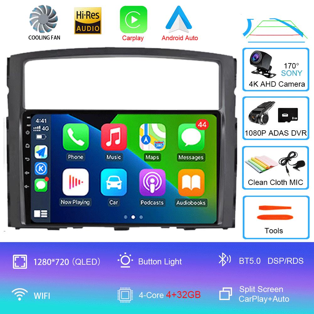 For Mitsubishi Pajero 4 V80 V90 2006-2014 8 Core 5G Car Radio Multimedia Video Player Android 14 2 Din Carplay Gsp QLED DSP