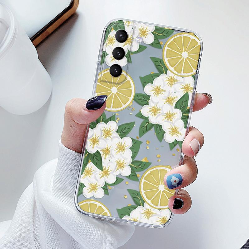Transparent Case For Samsung Galaxy S23 S 23 Ultra S23 Plus Cover Cartoon Flowers Soft TPU Shockproof Funda For Samsung S24+ Bag