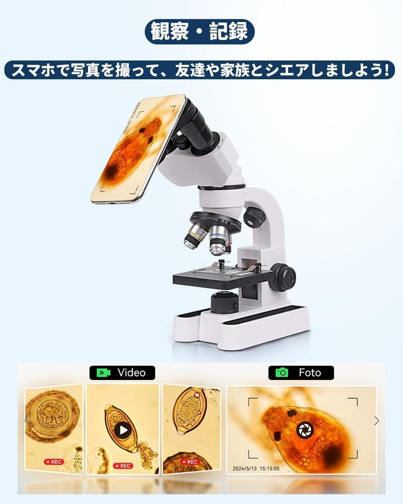 Microscope Suitable for Elementary School and Junior High and High School Popular for Independent Research and Adult Includes Japanese 40X-3200X,