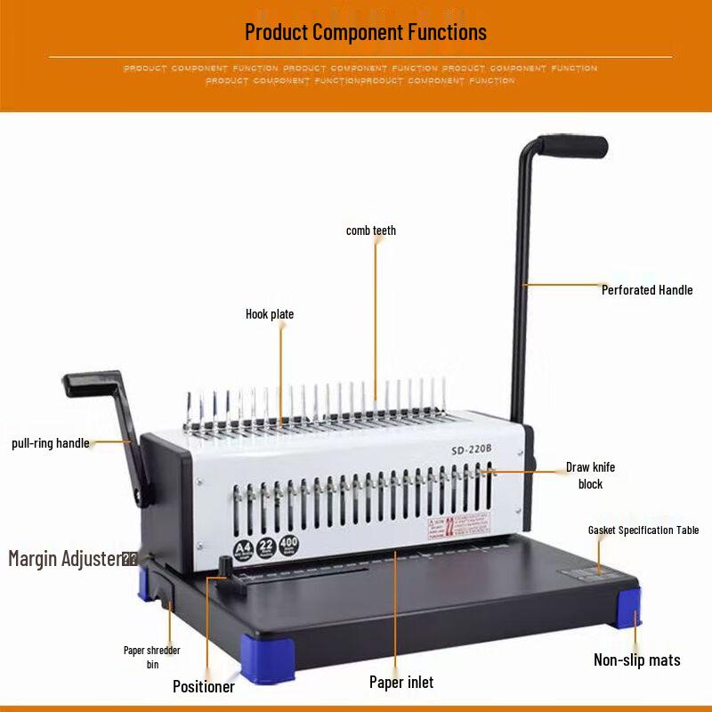 Leisheng SD-220B Strip, Comb & Wire Binding Machine CN plug (adapter included)