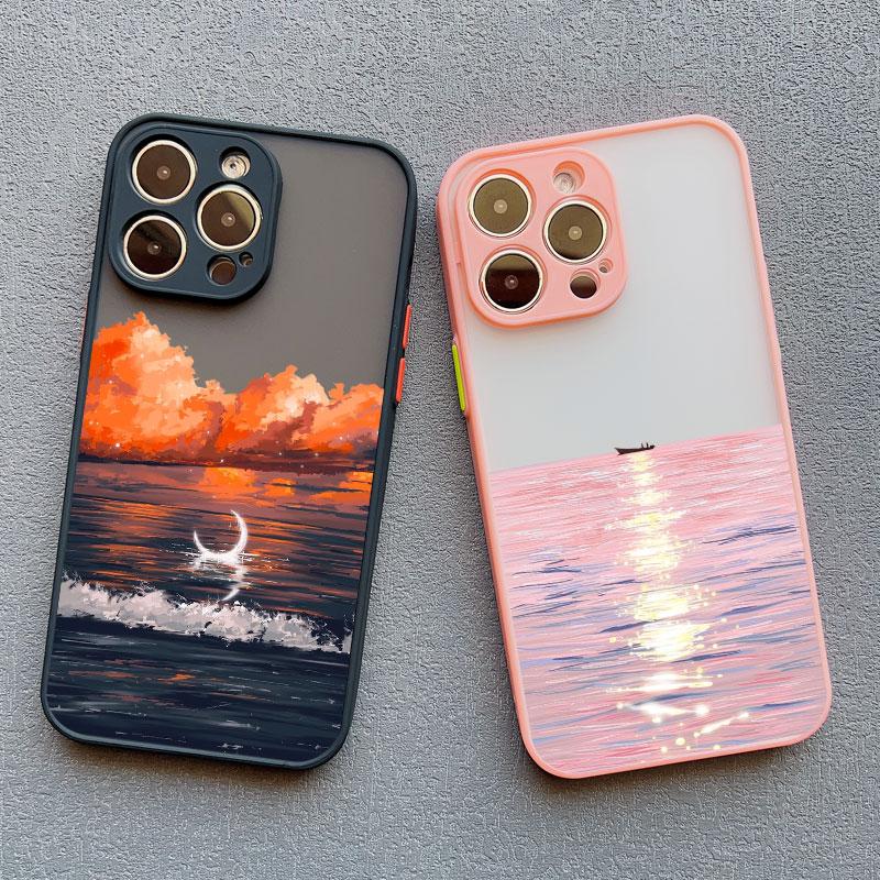 For iPhone 16 13 Pro Max Fashion Blue Sea Scenery Phone Case For iPhone 15 14 7 8 Plus XS X XR 16 13 12 11 14 15 Pro Max Cover