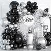 Black Balloons Garland Kit Metallic Silver Balloon Arch Graduation Birthday Party Baby Shower New Year 2025 Wedding Decoration