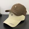 Fashion Hat Korean version embroidery R letter Weiya man pure cotton soft top baseball cap women's big head circumference shows face small shade cap
