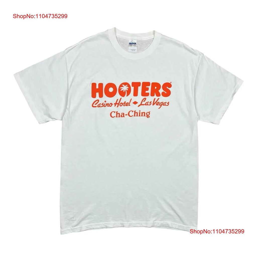 T-shirt Hooters Vintage Las Vegas Bianca Casinò Taglia L Cotone Vintage Leggermente Alla Moda Streetwear Unisex Morbido Elasticizzato