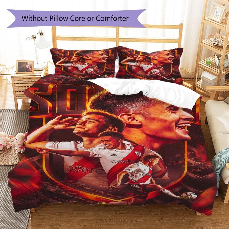 Julian Alvarez River Plate Flame Shield 3D Print Duvet Cover Set Soccer Star Bedding Set Without Pillow Core Comforter Bedroom Decor