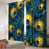 Flat Printing Curtain Peacock Feather Elegance Digital Printed Polyester Drapes All Season Party Holiday Decor Set Of 2 Made Washable