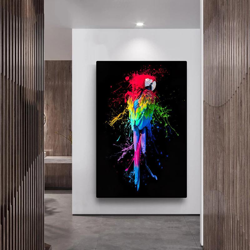 Beautiful Parrot Bird Graffiti Col Art Canvas Painting Art Posters and Prints Wall Art Picture for LivingRoom Home Decor No Frame