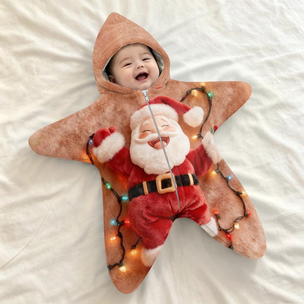 Baby Swaddle Blanket with - Flannel -Startle Wrap for Newborns, Christmas Print Sleep Sack for Boys Girls, Portable Outdoor Swaddle
