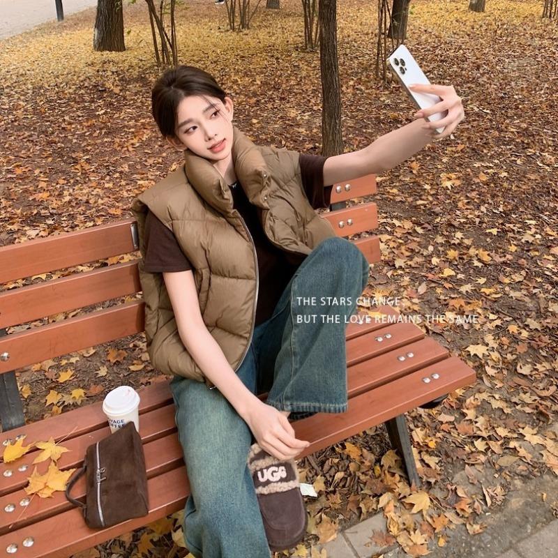 Kendou Wind Small Cotton Vest Women's Short Thickened Stand-up Collar Loose Casual Outer Wear Large Size Vest Vest Vest Vest Vest