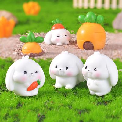 Micro-landscape Simulation, Cute Carrot Little Rabbit, Radish House, Cute Handmade Doll House, Decorative Accessories, and Small Ornaments
