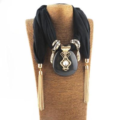 Fashion Women Bohemian Ethnic Jewelry Tassel Water Drop Pendant Scarf Necklace