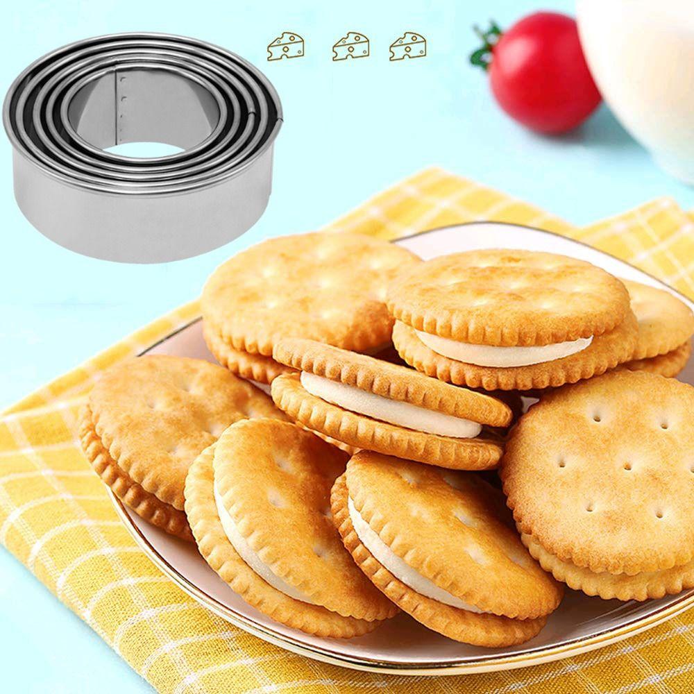 5Pcs Round Biscuit Mold Set Stainless Steel Baking Mould Dumpling Skin Cutters  Dumpling